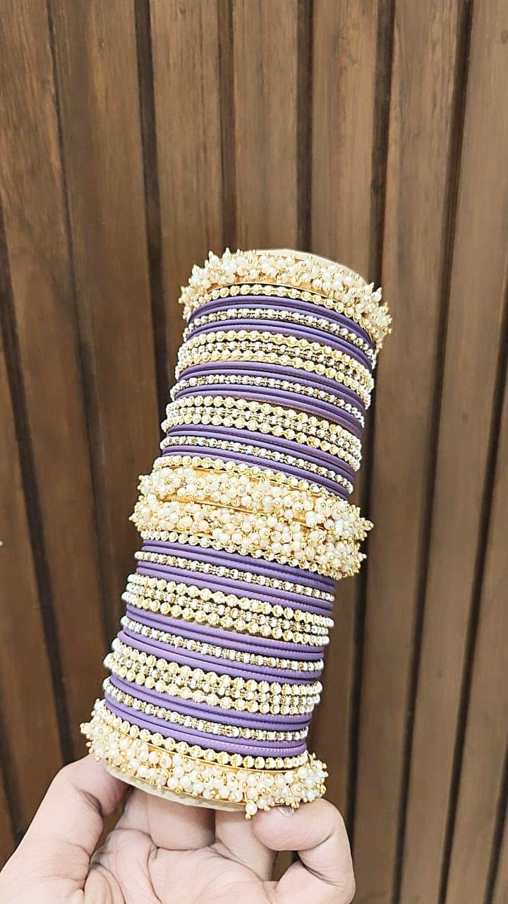 Luxury Light Purple Heavy Bangle Set