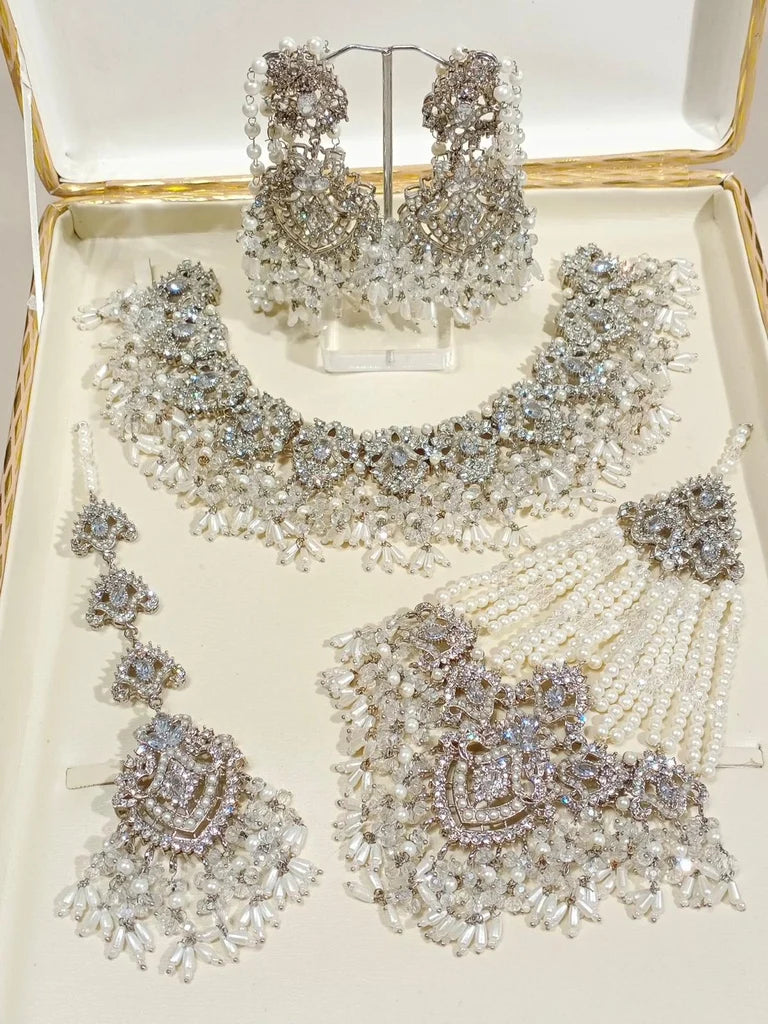 Full Bridal Jewellery Set (Silver White)