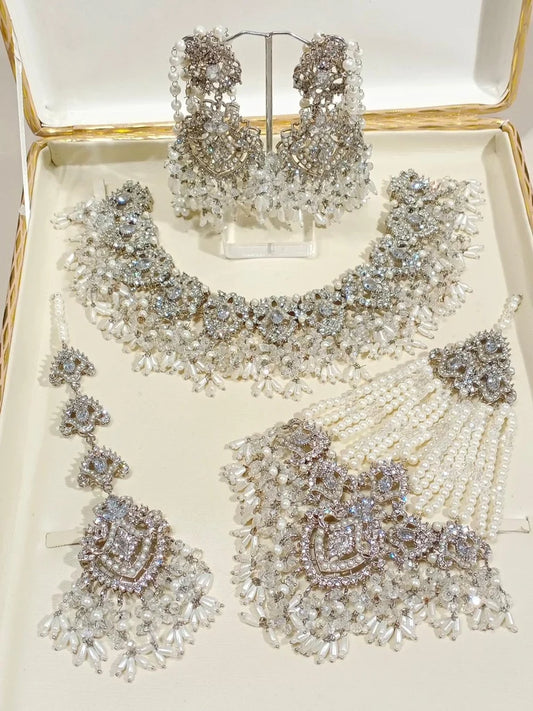 Full Bridal Jewellery Set (Silver White)