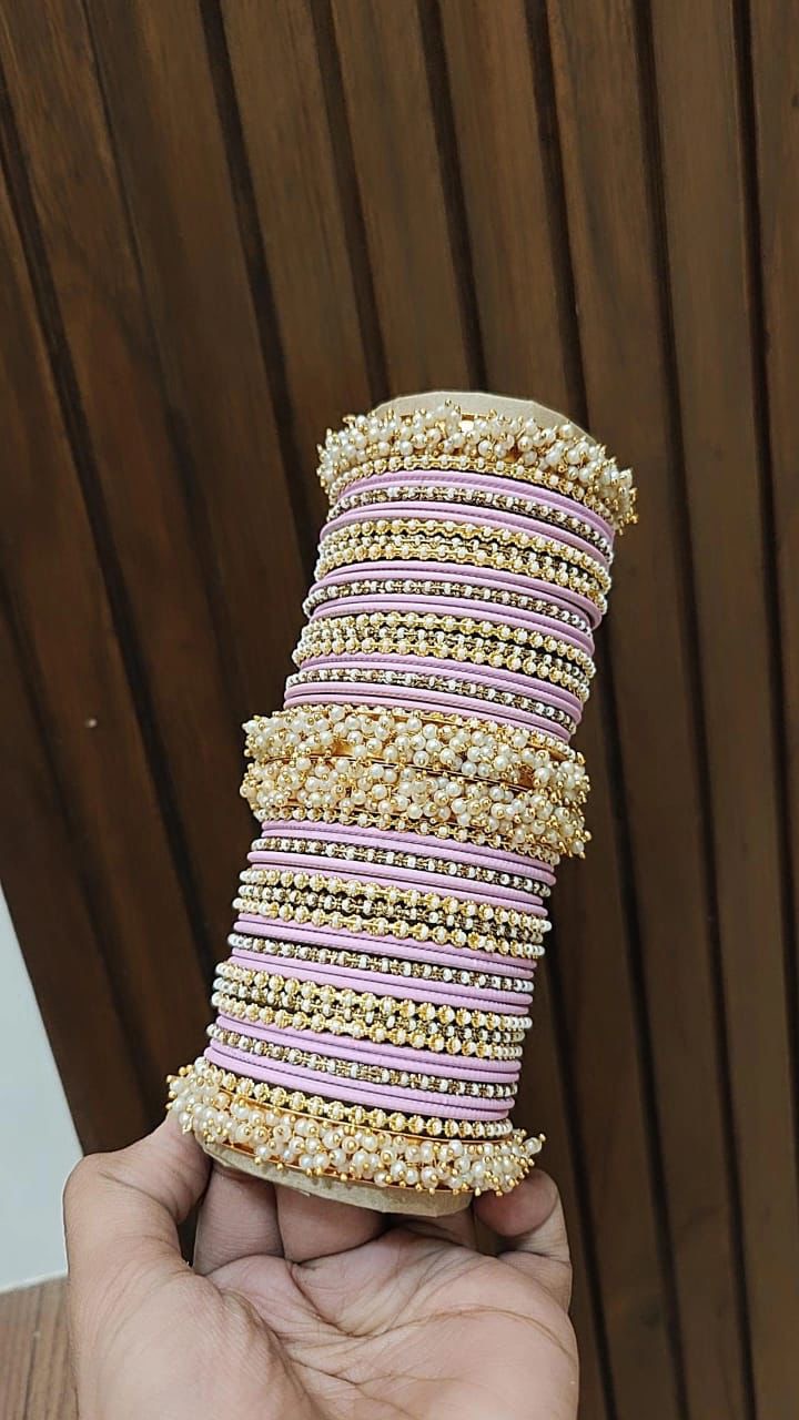 Luxury Pink Heavy Bangle Set