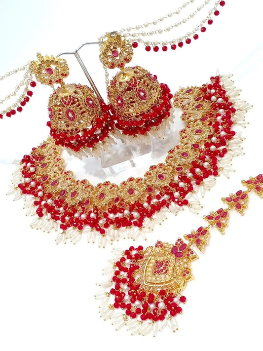 Full Bridal Jewellery Set (Gold Red)